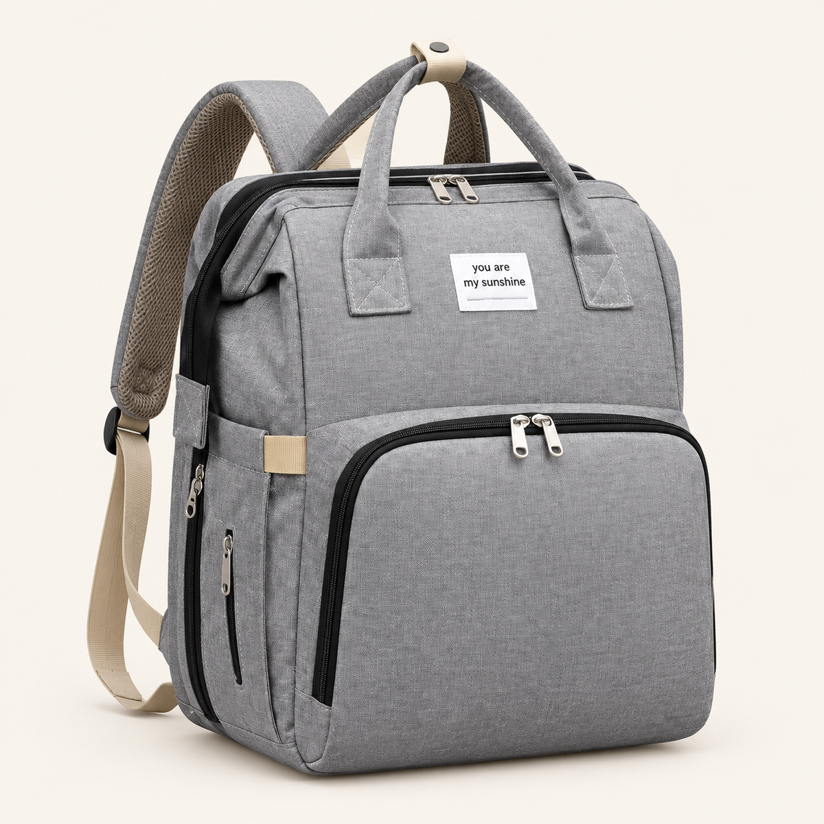 Mochila gris cerrada