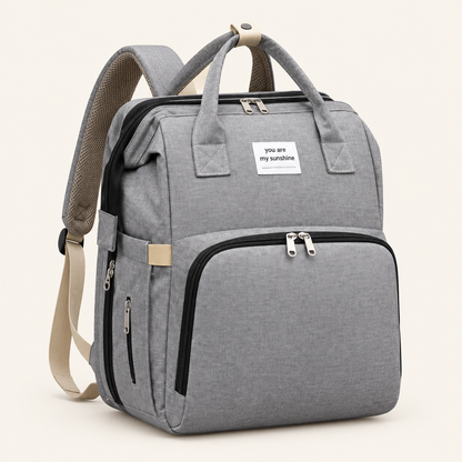 Mochila gris cerrada